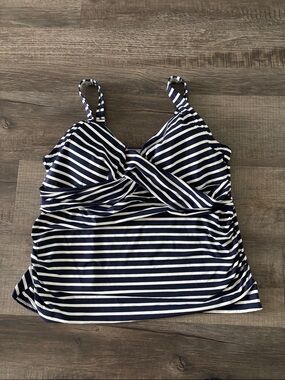 NWT Lands’ End 18W Bathing Suit Tankini Blue and White Underwire